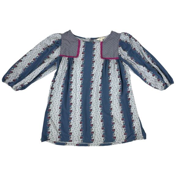 Matilda Jane Top Size Small Blue Multi Ditzy Floral Keyhole Neck 3/4 Sleeve Boho - Picture 6 of 8